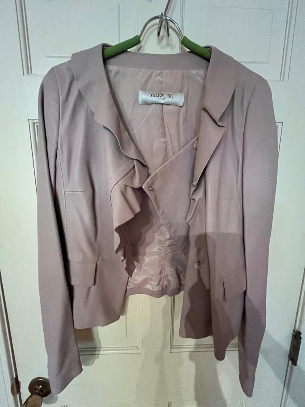Valentino Roma Ruffled Lambskin Leather Jacket - size 44 / 8 US / Medium
